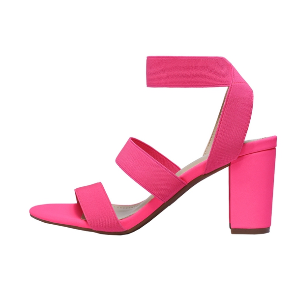 Elastic Chunky Strap Sandals - NEON PINK - 1
